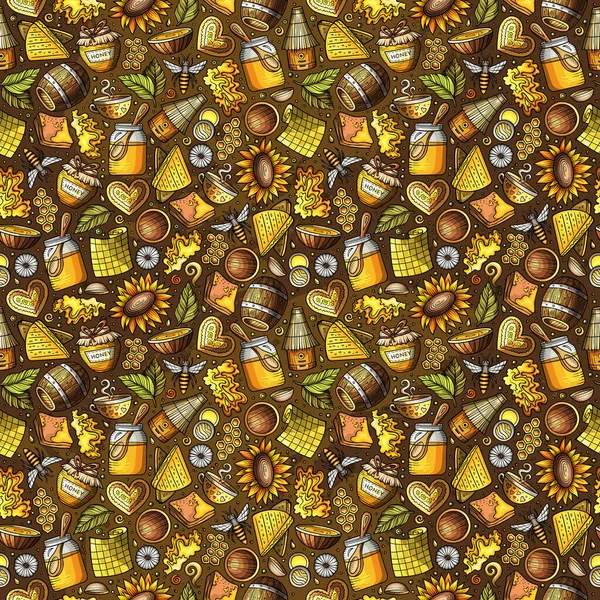 Cartoon Cute Honey Bezszwowy Wzór Kolorowe Szczegóły Dużą Ilością Tła — Zdjęcie stockowe