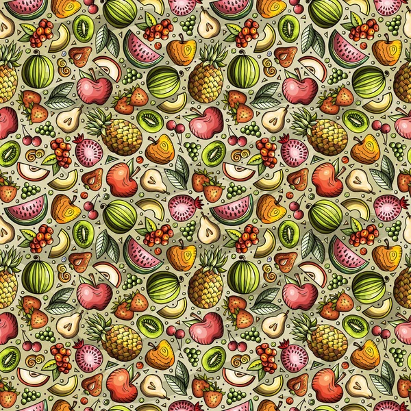 Cartoon Cute Doodles Vegan Food Seamless Pattern Colorful Detailed Lots — Stock Photo, Image