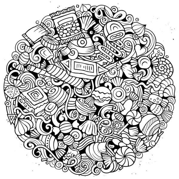 Caramelle Cartone Animato Rotondo Scarabocchi Illustrazione Dolce Design Alimentare Elementi — Foto Stock