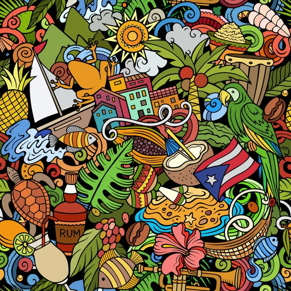 Antecedentes Con Cultura Caribeña Puertorriqueña Símbolos Objetos Tradicionales Brillantes Colores — Foto de Stock