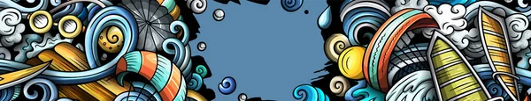 Водные Виды Спорта Нарисовали Каракули Баннер Мультфильм Подробный Флаер Иллюстрация — стоковое фото