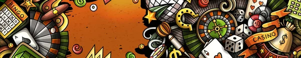 Casino Hand Drawn Doodle Banner Cartoon Detailed Flyer Illustration Gambling — Stock Photo, Image