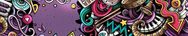 Music Hand Drawn Doodle Banner Cartoon Detailed Flyer Illustration Musical — Stock Photo, Image