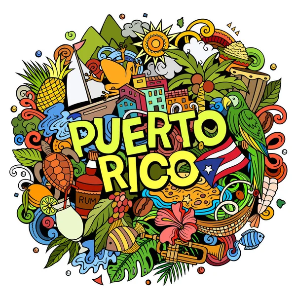 Porto Rico Desenho Animado Doodle Ilustração Design Porto Riquenho Engraçado — Fotografia de Stock