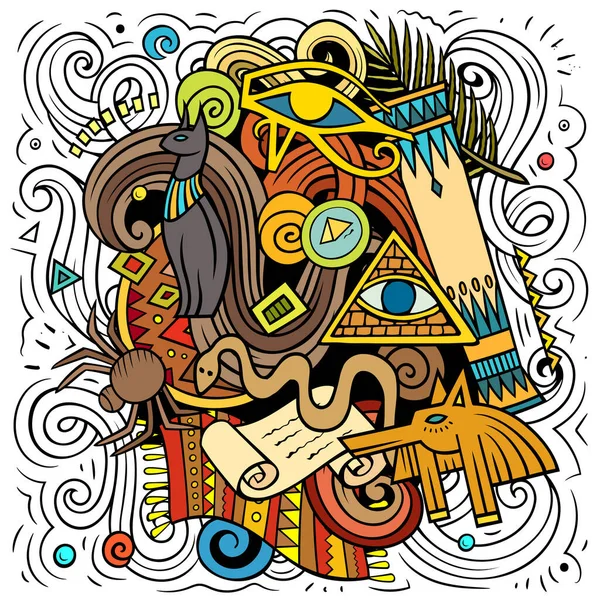Египет Карикатурная Иллюстрация Конца Света Забавный Дизайн Творческий Фон Элементами — стоковое фото