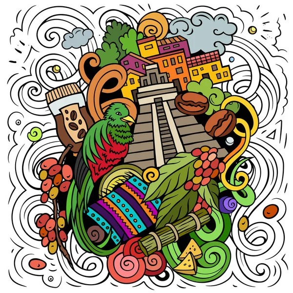 Guatemala Cartoon Doodle Illustration Diseño Divertido Antecedentes Creativos Con Elementos — Foto de Stock