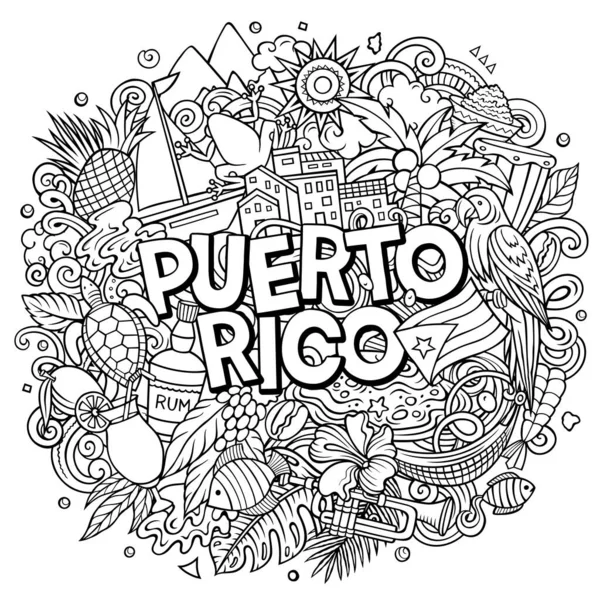 Zeichentrickkritzelillustration Aus Puerto Rico Lustiges Puerto Ricanisches Design Kreativer Hintergrund — Stockfoto