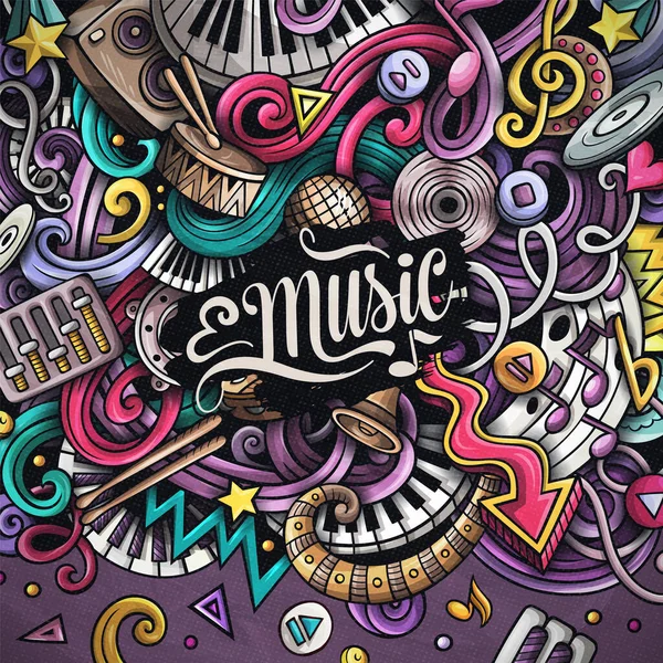 Música Raster Doodles Ilustração Design Moldura Musical Elementos Sonoros Objetos — Fotografia de Stock