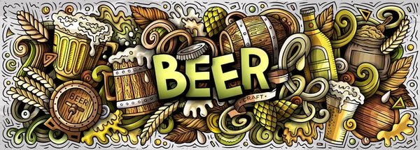 カートゥーンラスタービールの落書きイラストは オクトーバーフェストのオブジェクトやシンボルの様々な機能を備えています 明るい色 ウィズミカル 面白い — ストック写真