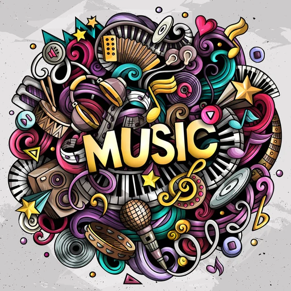Música Dibujada Mano Raster Garabatos Ilustración Diseño Musical Elementos Sonido —  Fotos de Stock