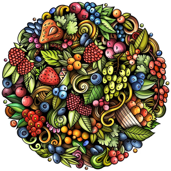 Berry Fruits Dibujo Animado Garabatos Ilustración Naturaleza Elementos Alimenticios Objetos — Foto de Stock