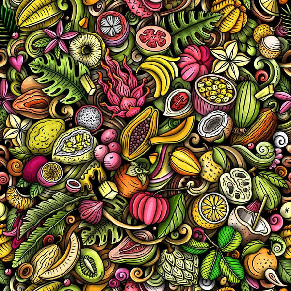Κινούμενα Σχέδια Raster Doodles Σχετικά Θέμα Των Εξωτικών Φρούτων Αδιάλειπτη — Φωτογραφία Αρχείου