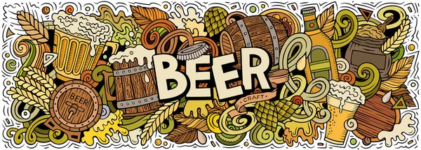 Cartoon Raster Beer Doodle Ilustracja Oferuje Wiele Obiektów Symboli Oktoberfest — Zdjęcie stockowe