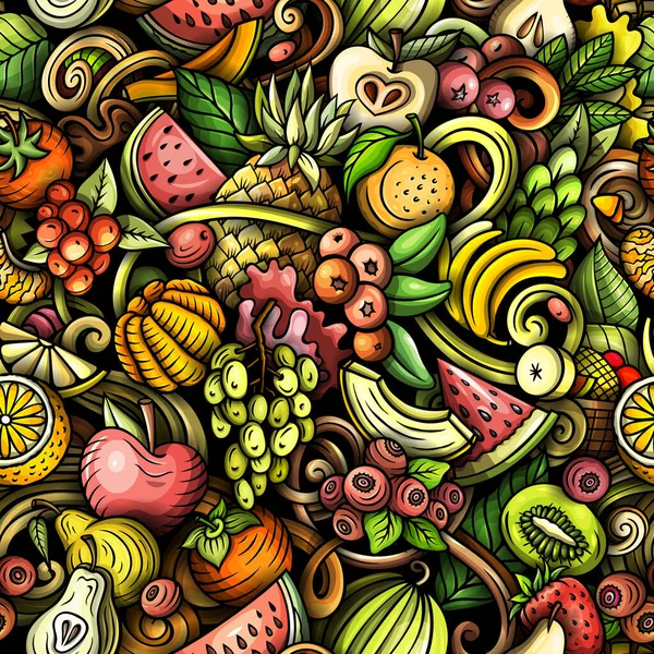 Cartoon Raster Doodles Για Θέμα Των Νωπών Φρούτων Αδιάλειπτη Μοτίβο — Φωτογραφία Αρχείου