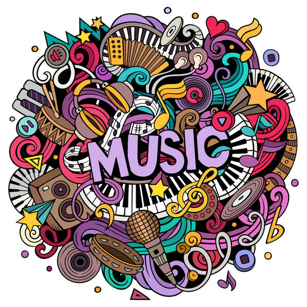 Música Dibujada Mano Raster Garabatos Ilustración Diseño Musical Elementos Sonido — Foto de Stock