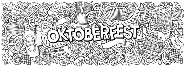 Tecknad Raster Festival Klotter Illustration Har Mängd Olika Oktoberfest Objekt — Stockfoto