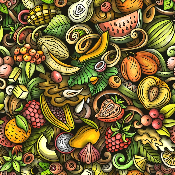 Cartoon Rastrové Čmáranice Téma Čerstvé Ovoce Bezešvé Vzor Řadu Ovocných — Stock fotografie