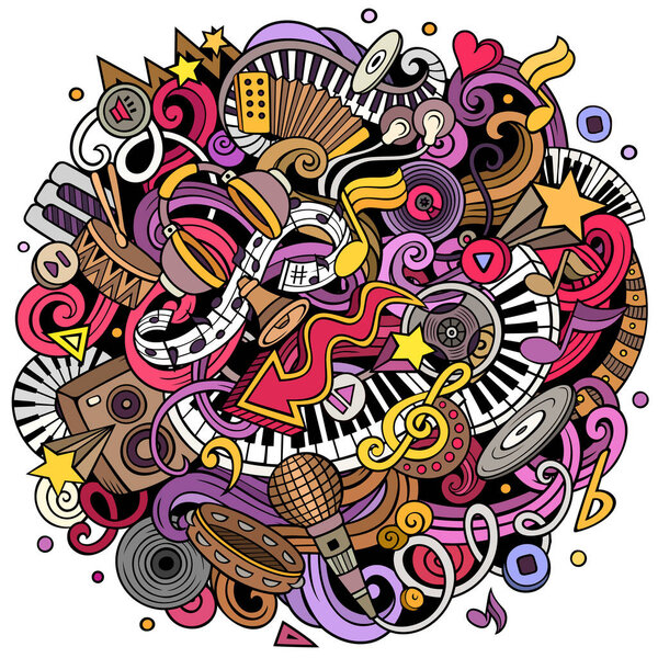Música Dibujada Mano Raster Garabatos Ilustración Diseño Musical Elementos Sonido — Foto de Stock