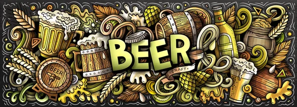 Dibujos Animados Raster Beer Doodle Illustration Features Variety Oktoberfest Objects — Foto de Stock