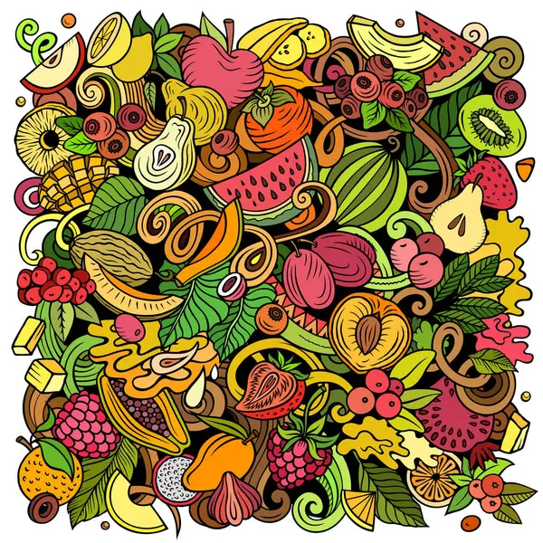 Φρέσκα Φρούτα Εικονογράφηση Σκίτσα Ράστερ Φύση Στοιχεία Τροφίμων Και Αντικείμενα — Φωτογραφία Αρχείου