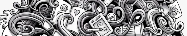 Designer Hand Getekend Doodle Banner Cartoon Gedetailleerde Flyer Ontwerp Identiteit — Stockvector