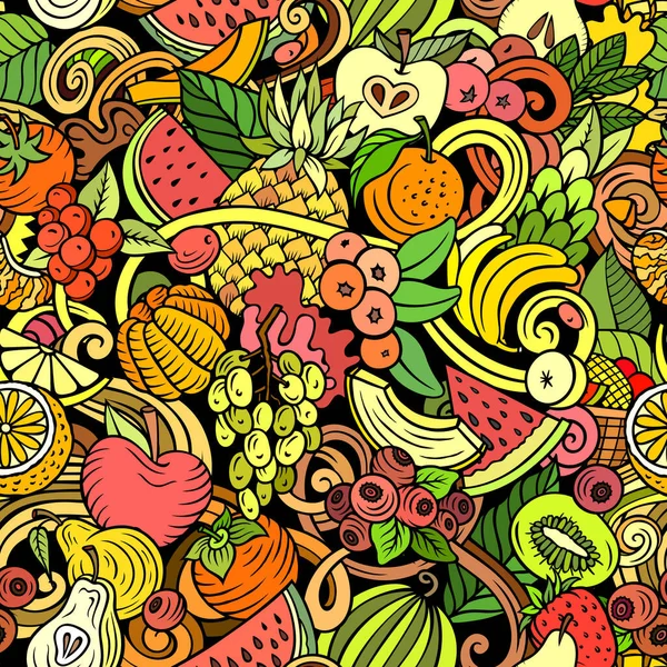 Cartoon Raster Doodles Subject Fresh Fruits Seamless Pattern Features Variety — Stock Photo, Image