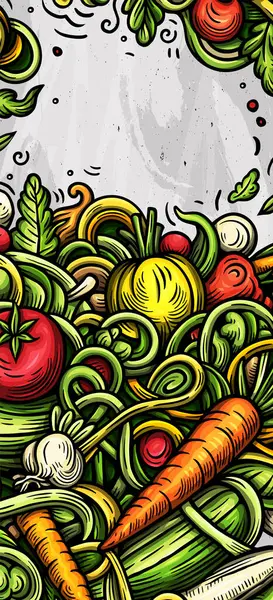 stock image Vegetables cartoon doodle background. Veggies banner design. Nature elements and objects illustration. Bright colors funny picture.