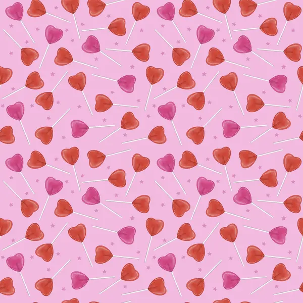 seamless pattern with hearts candies.