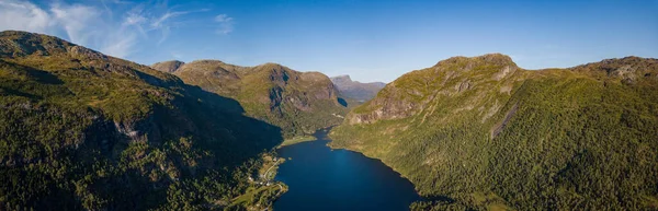 Flygfoto Espeland Valley Lake Espeland Hordaland County Norge Skandinavien — Stockfoto