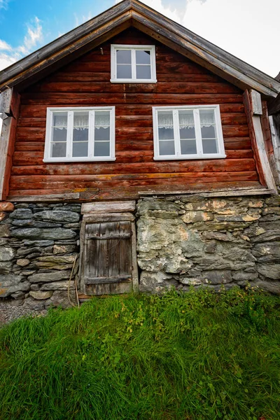 Casa Tradicional Norueguesa Otternes Bygdetun Aurlands Fjord Sogn Fjordane Noruega — Fotografia de Stock
