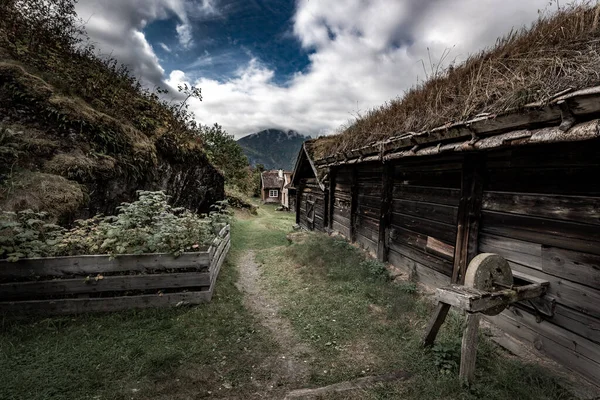 Historical Farmyard Otternes Bygdetun Aurlands Fjord Sogn Fjordane Norway — 스톡 사진