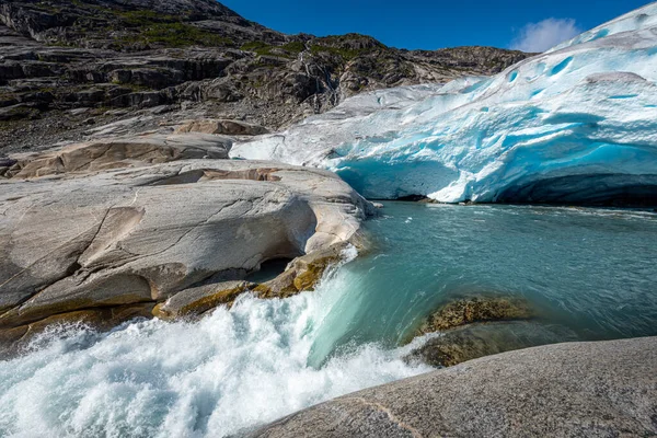 Nigardsbreen Nigar Glacier Arm Jostedalsbreen Ligger Gaupne Jostedalen Dalen Norge — Stockfoto