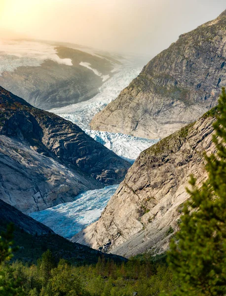 Ледник Nigardsbreen Видно Центра Посетителей Йостедале — стоковое фото
