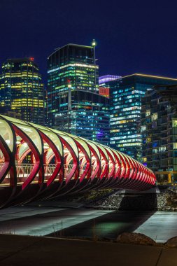 Gece Barış Köprüsü Calgary Alberta Kanada