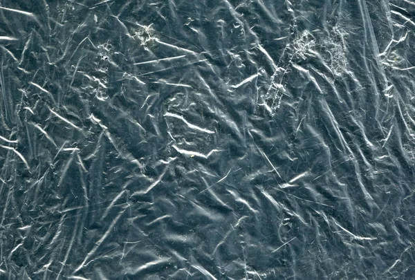 Crumpled Polyethylene Texture Dark Background — Stock Photo, Image
