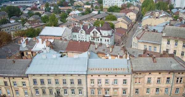 Blick Von Oben Auf Die Stadt Alte Dächer — Stockfoto