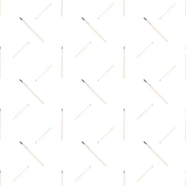 Pinsel Nahtloses Muster Auf Weißem Hintergrund — Stockfoto