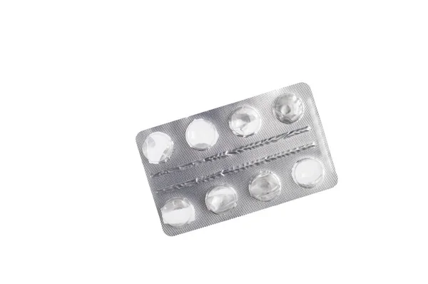 Isolieren Auf Weißem Hintergrund Leere Verpackungen Mit Pillen — Stockfoto