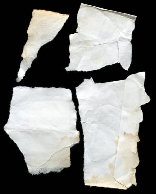 Eski yırtık beyaz kağıt arkaplanının dokusu 