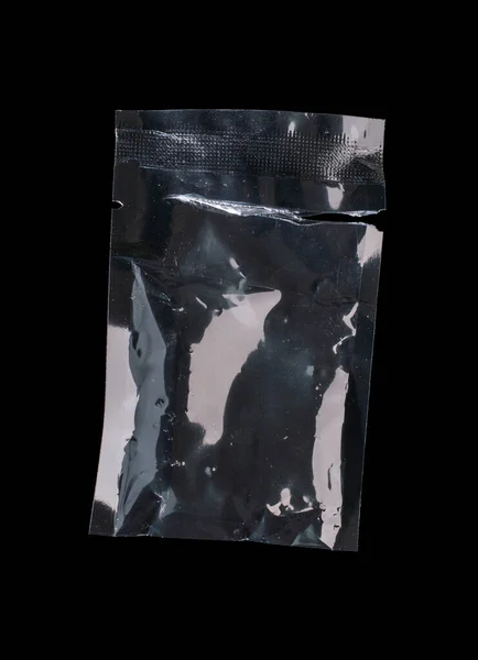 Textura Embalagem Plástico Sobre Fundo Preto — Fotografia de Stock
