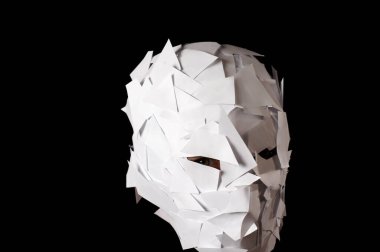 beyaz kağıt çalılardan yapılmış yüz