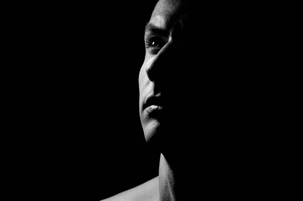 Black White Dramatic Portrait Guy — Stockfoto