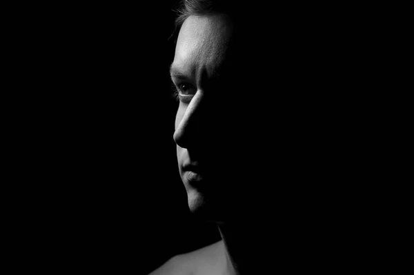 Black White Dramatic Portrait Guy — Stockfoto