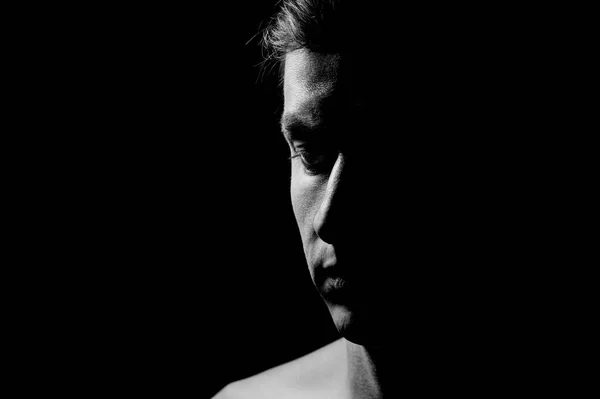 Black White Dramatic Portrait Guy — Stock Photo, Image