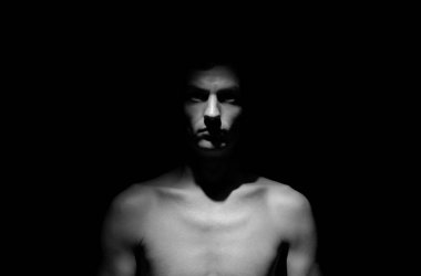 black and white dramatic photo of a man clipart