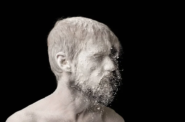 Portrét Chlapa Bílém Prášku — Stock fotografie