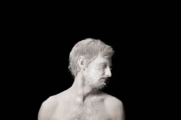 Портрет Хлопця Білому Порошку — стокове фото