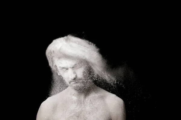 Portrait Homme Poudre Blanche — Photo