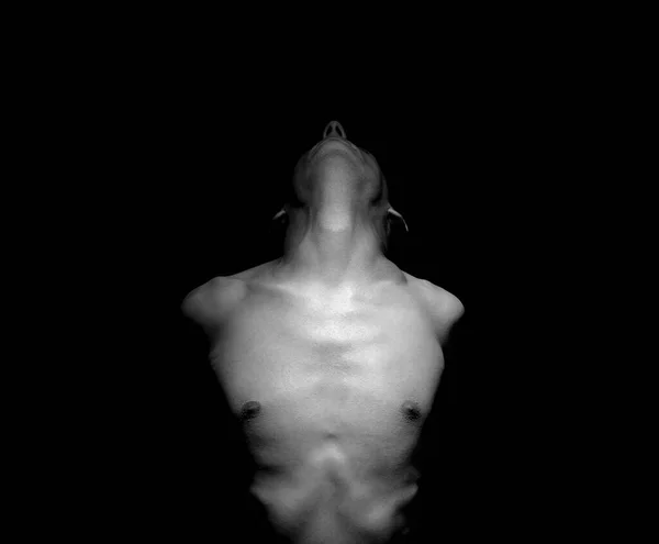 Alb Negru Fotografie Dramatică Unui Bărbat — Fotografie, imagine de stoc