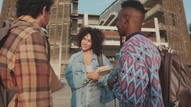 Students talking standing on the street